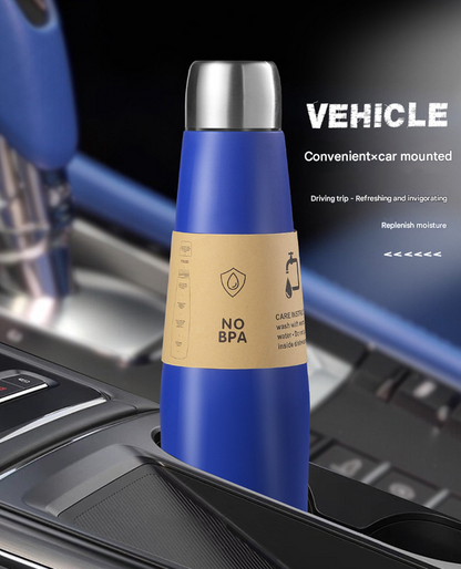2-piece Green and Yellow Premium 304 Stainless Steel Vacuum Insulated Water Bottle - 532ml Large Capacity Sports Flask with 12-24 Hour Thermal Retention, Leak-Proof Portable Travel Mug for Gym, Office, Car and Outdoor Activities