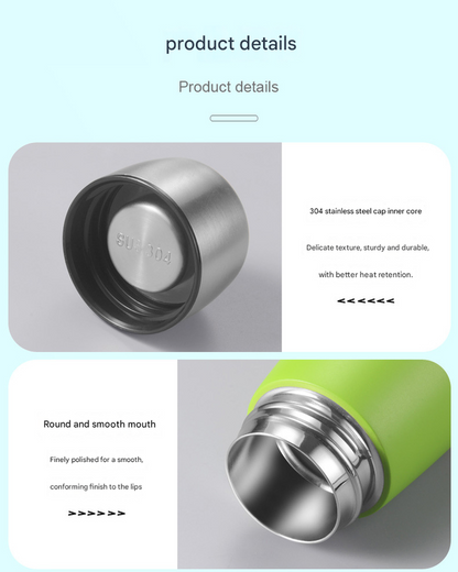 2-piece Green and Yellow Premium 304 Stainless Steel Vacuum Insulated Water Bottle - 532ml Large Capacity Sports Flask with 12-24 Hour Thermal Retention, Leak-Proof Portable Travel Mug for Gym, Office, Car and Outdoor Activities