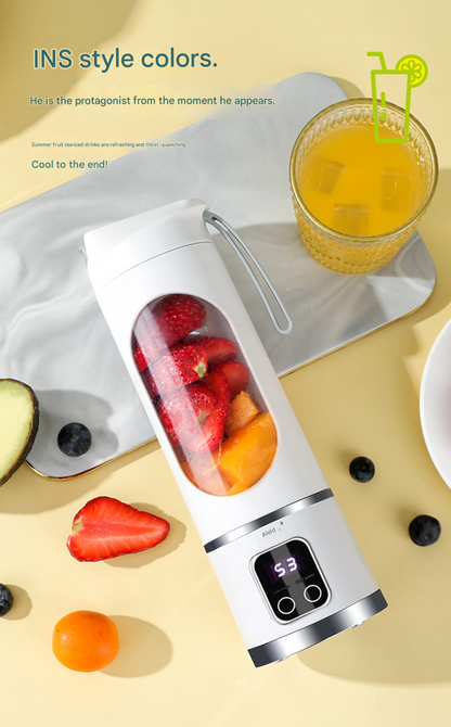 2-piece White and Green 7.4V Portable Blender Smoothie Maker 450ml Wireless Rechargeable Juicer Cup with 12-Blade Stainless Steel Cutter, LED Digital Display, USB Charging Personal Blender for Travel Gym Office Home
