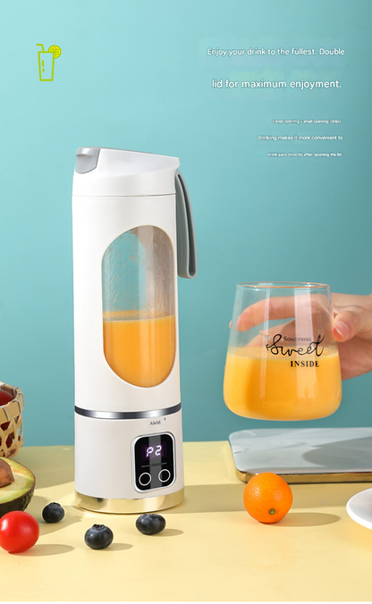 2-piece White and Purple 7.4V Portable Blender Smoothie Maker 450ml Wireless Rechargeable Juicer Cup with 12-Blade Stainless Steel Cutter, LED Digital Display, USB Charging Personal Blender for Travel Gym Office Home