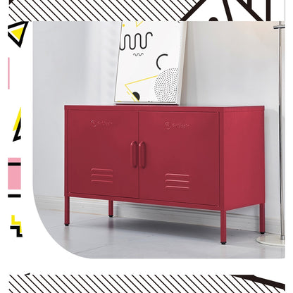 ArtissIn Buffet Sideboard Locker Metal Storage Cabinet - BASE Pink