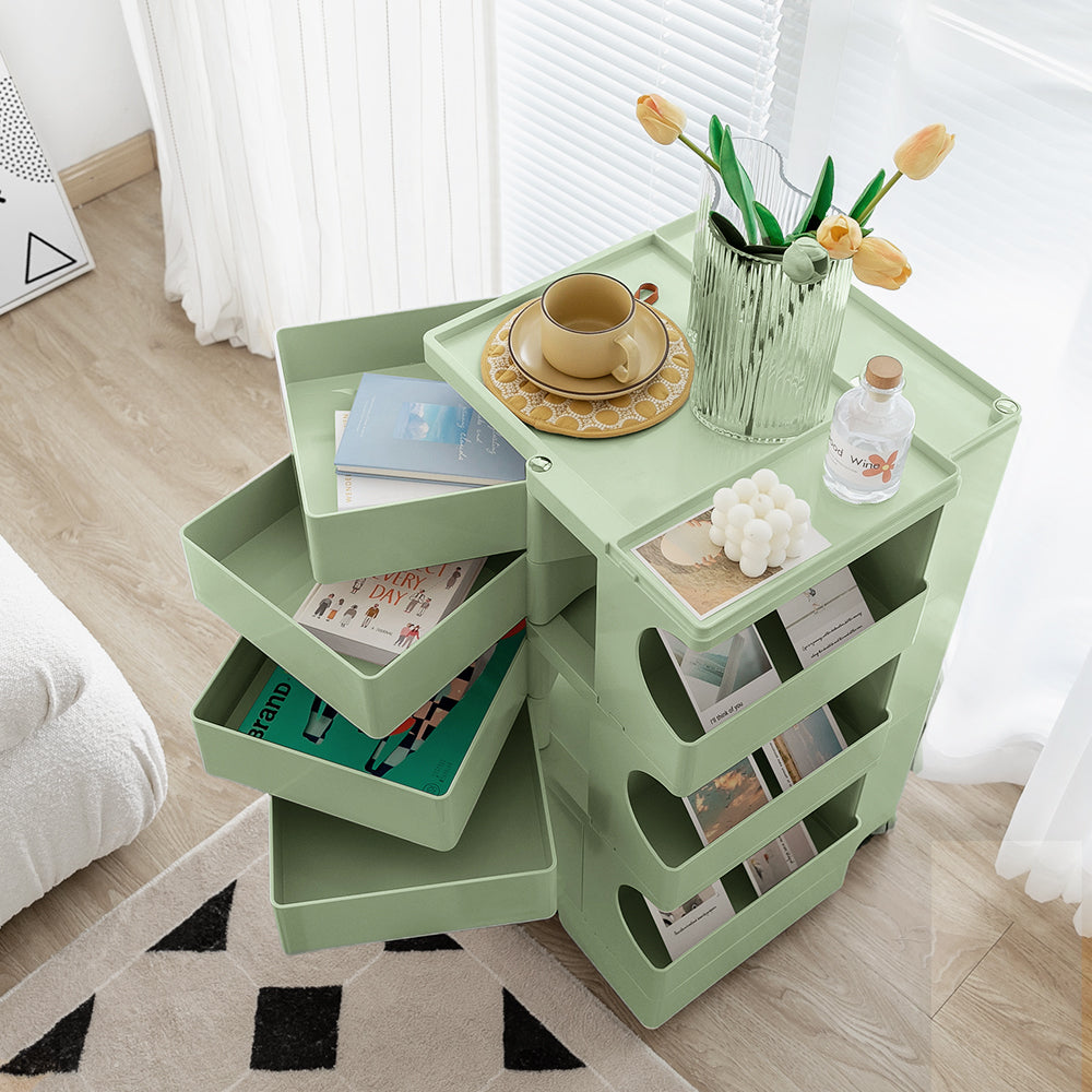 ArtissIn Bedside Table Side Tables Nightstand Organizer Replica Boby Trolley 5Tier Green