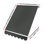 Instahut Window Fixed Pivot Arm Awning Outdoor Blinds Retractable Canopy1.5X2.1M