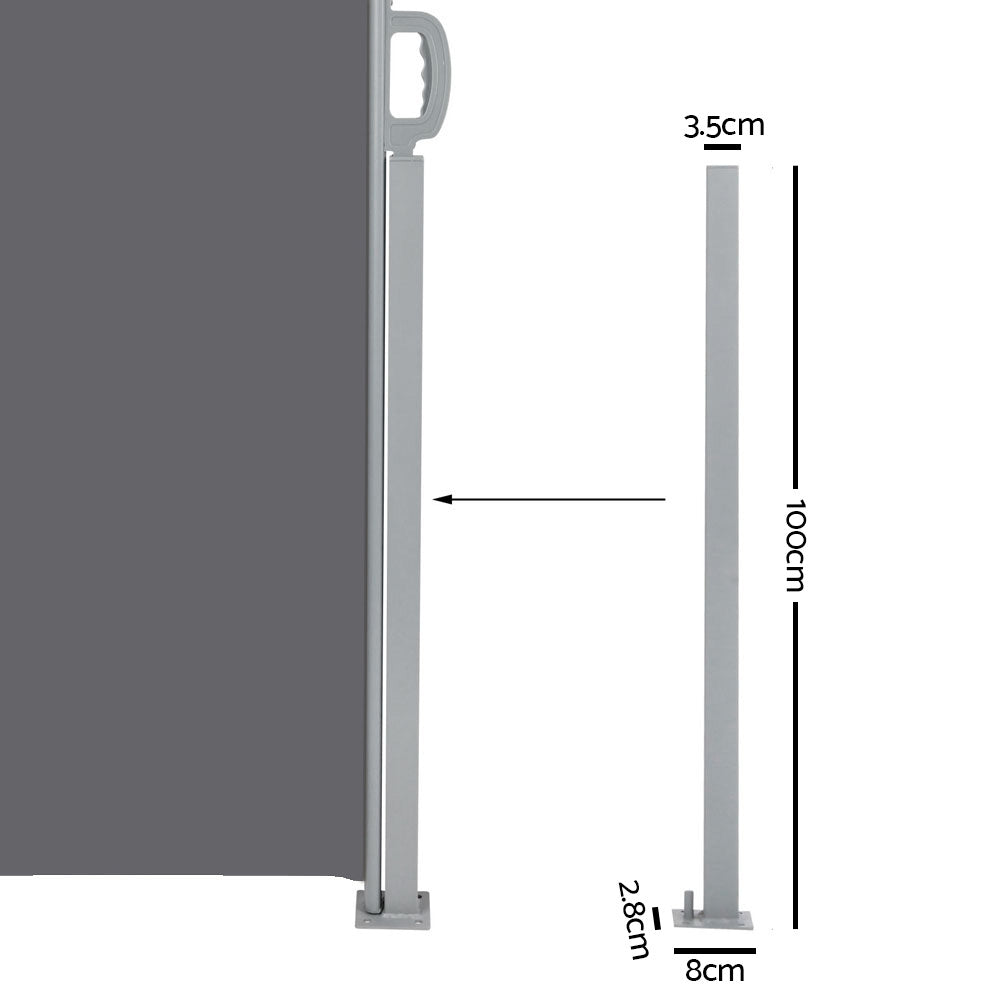 Instahut 2X6M Retractable Side Awning Garden Patio Shade Screen Panel Grey