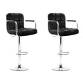 Artiss Set of 2 Bar Stools Gas lift Swivel Armrests - Steel and Black