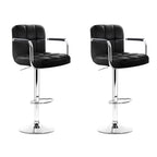 Artiss Set of 2 Bar Stools Gas lift Swivel Armrests - Steel and Black