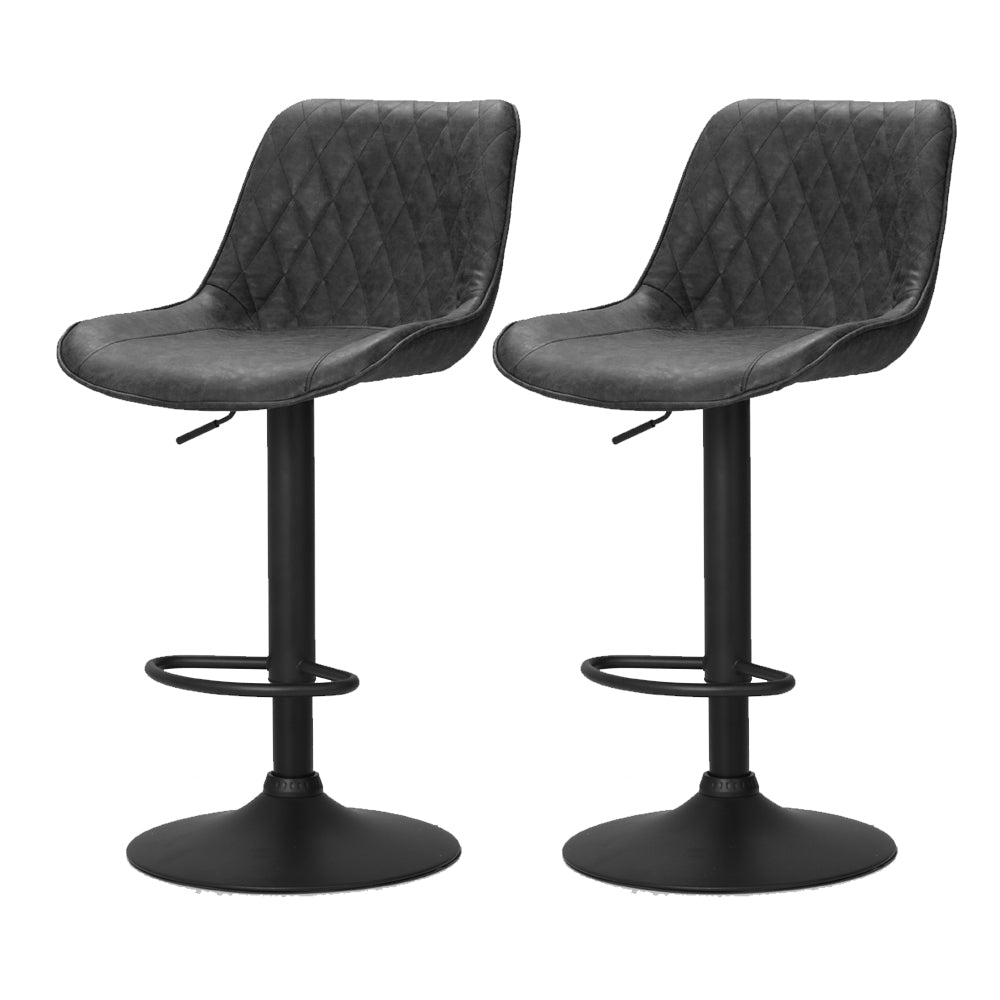 Artiss Rushal Adjustable Bar Stools – Black, Set of 2