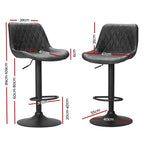 Artiss Rushal Adjustable Bar Stools – Black, Set of 2