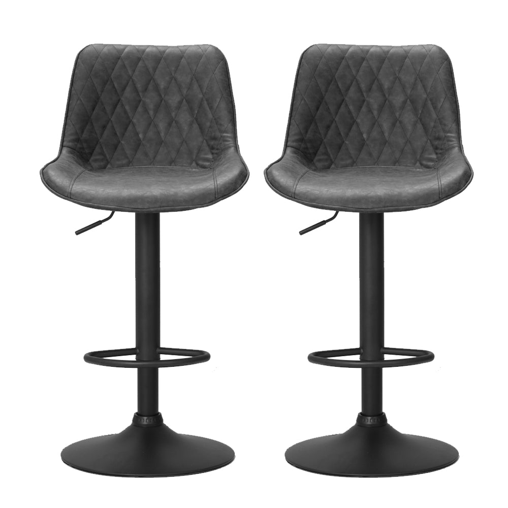 Artiss Rushal Adjustable Bar Stools – Black, Set of 2