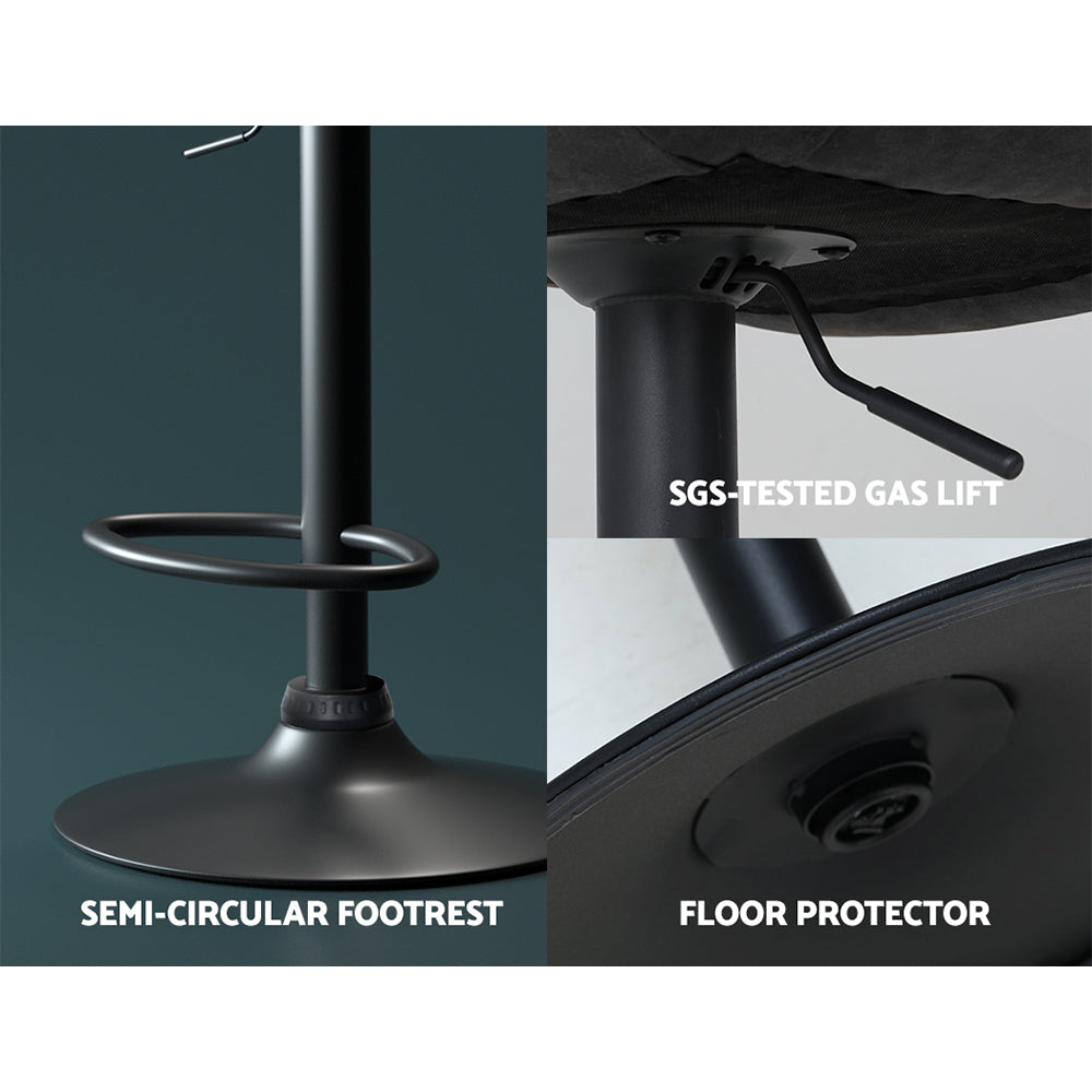 Artiss Rushal Adjustable Bar Stools – Black, Set of 2