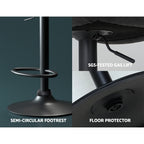 Artiss Rushal Adjustable Bar Stools – Black, Set of 2