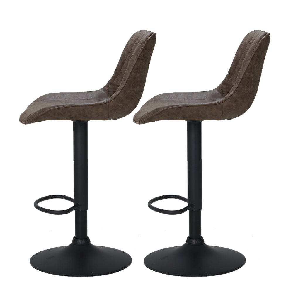 Artiss Set of 2 Bar Stools Kitchen Stool Chairs Metal Barstool Dining Chair Brown Rushal