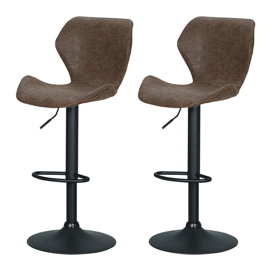 Artiss Set of 2 Bar Stools Kitchen Stool Chairs Metal Barstool Swivel Brown Frawley