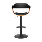 Artiss Bar Stool Curved Gas Lift PU Leather - Black and Wood