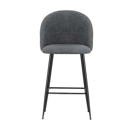 Artiss Set of 2 Bar Stools Kitchen Dining Chair Stool Chairs Sherpa Boucle Charcoal