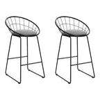 Artiss Set of 2 Bar Stools Steel Fabric - Grey and Black