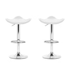 Artiss Set of 2 Gas Lift Bar Stools PU Leather - White and Chrome