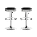 Artiss Set of 2 Backless PU Leather Bar Stools - Black and Chrome