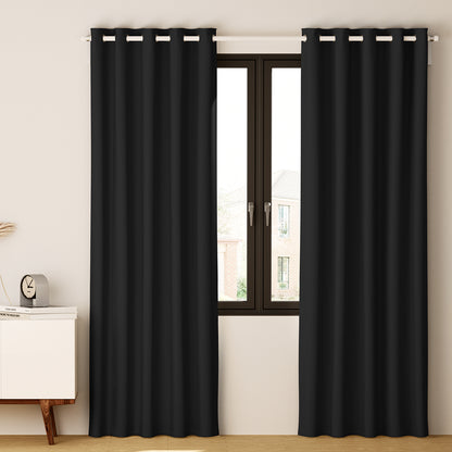 Artiss 2X Blockout Curtains Blackout Window Curtain Eyelet 180x213cm Black