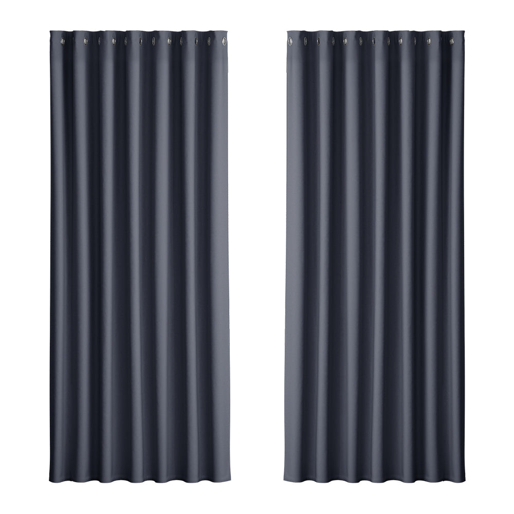 Artiss 2X Blockout Curtains Blackout Window Curtain Eyelet 240x230cm Charcoal