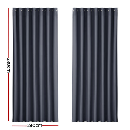 Artiss 2X Blockout Curtains Blackout Window Curtain Eyelet 240x230cm Charcoal