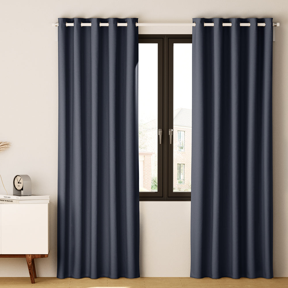 Artiss 2X Blockout Curtains Blackout Window Curtain Eyelet 240x230cm Charcoal