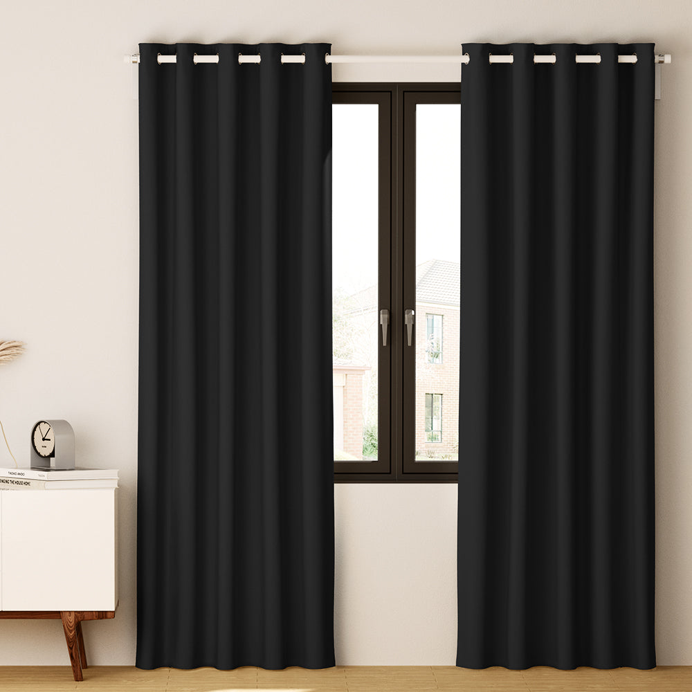 Artiss 2X Blockout Curtains Blackout Window Curtain Eyelet 300x230cm Black
