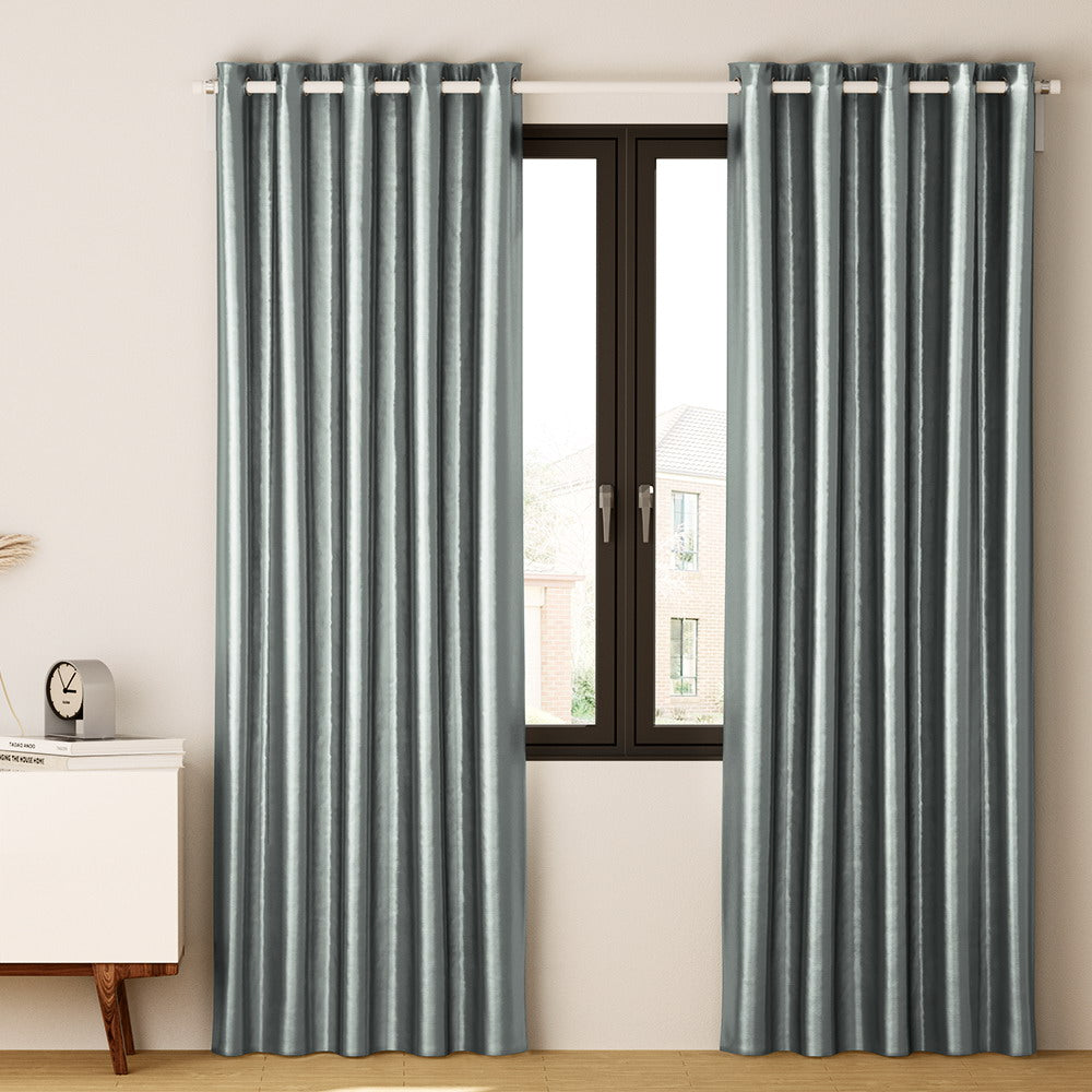 Artiss 2X Blockout Curtains Blackout Window Curtain Eyelet 180x213cm Grey Shine