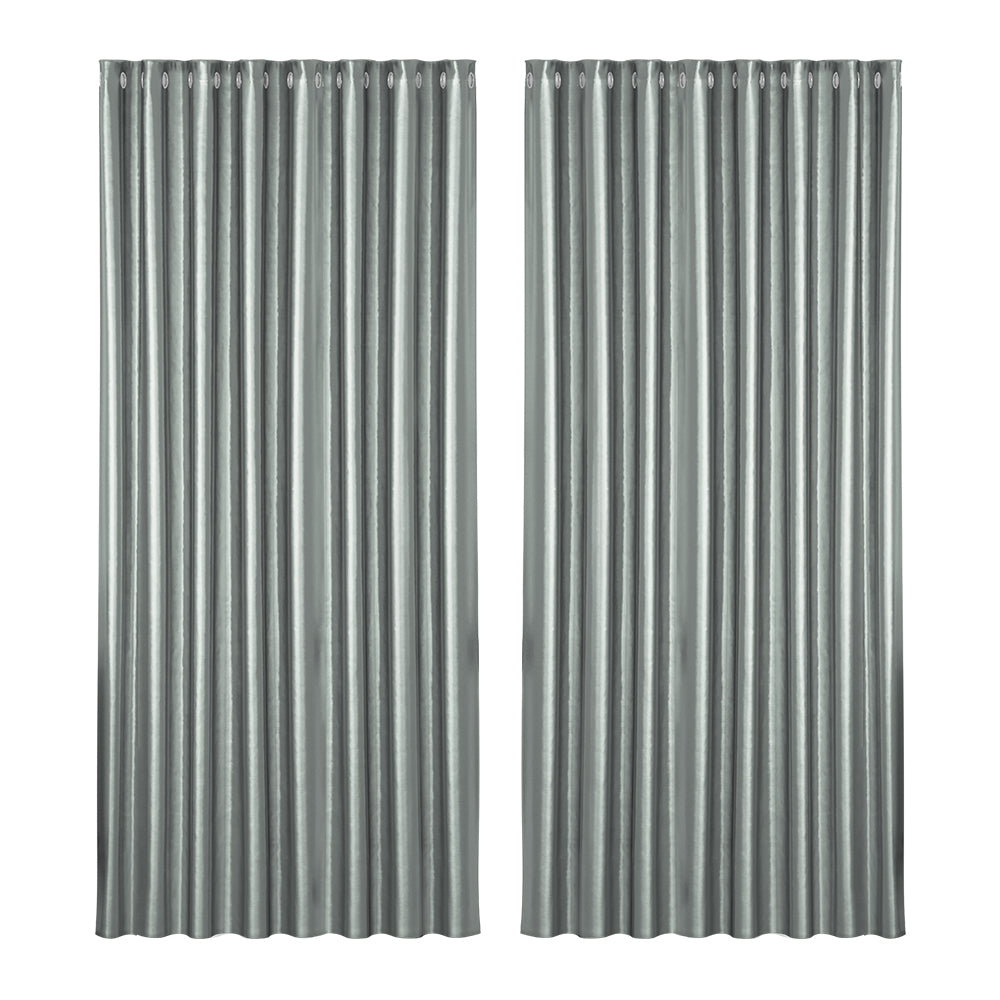 Artiss 2X Blockout Curtains Blackout Window Curtain Eyelet 300x230cm Grey Shine