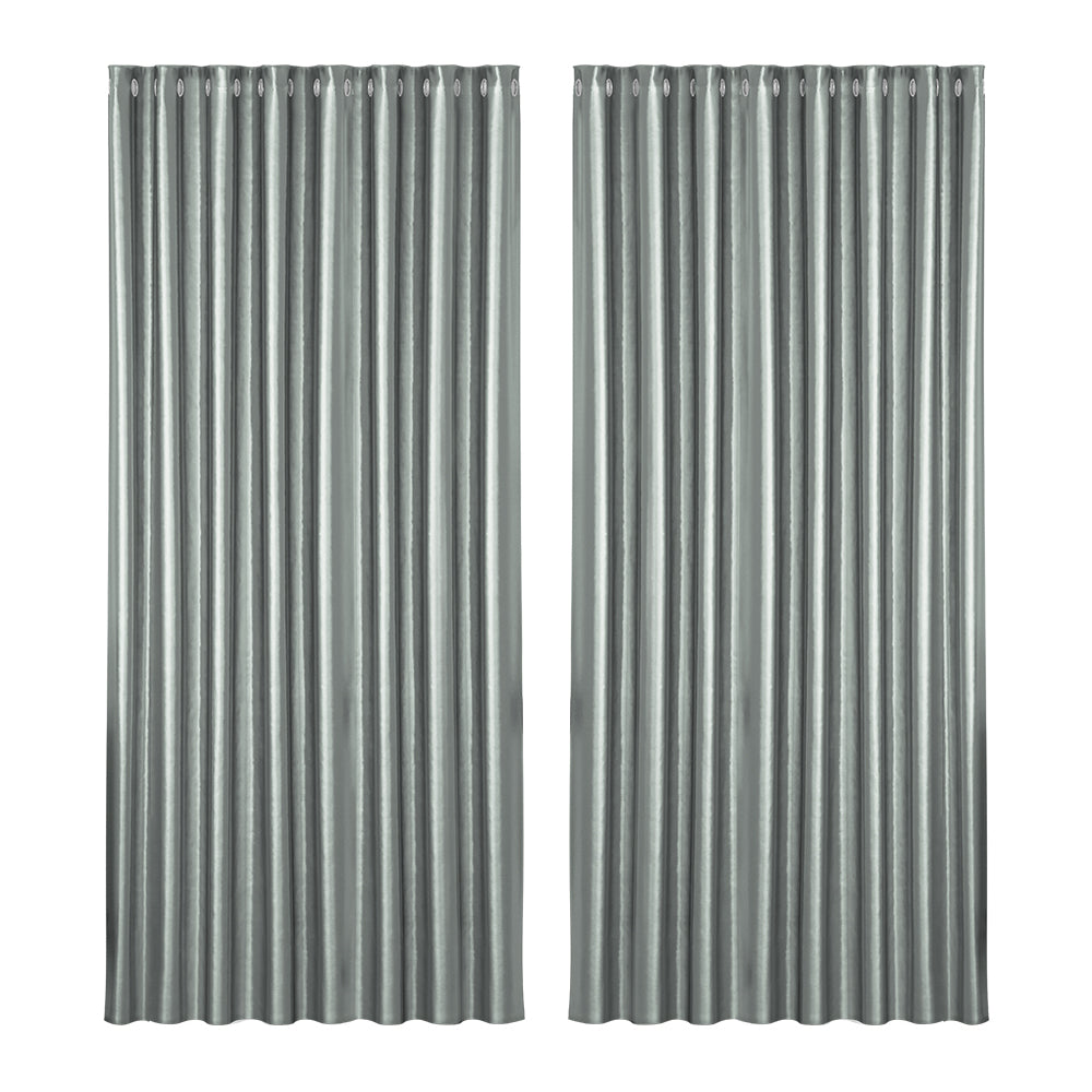 Artiss 2X Blockout Curtains Blackout Window Curtain Eyelet 300x230cm Grey Shine