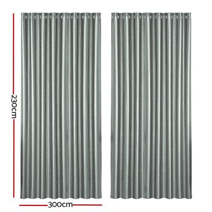 Artiss 2X Blockout Curtains Blackout Window Curtain Eyelet 300x230cm Grey Shine