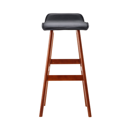 Artiss Set of 2 PU Leather Wood Wave Style Bar Stool - Black