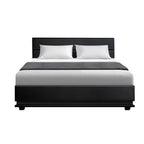 Artiss Lumi LED Bed Frame PU Leather Gas Lift Storage - Black Double