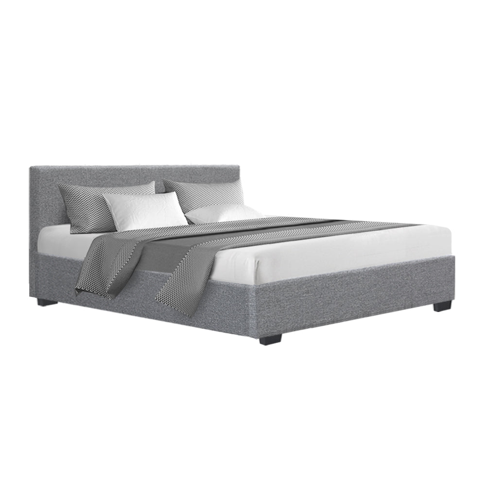 Artiss Bed Frame Queen Size Gas Lift Base -NINO Grey