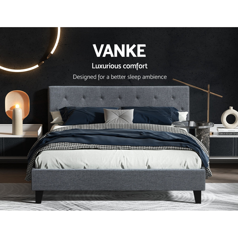 Artiss Vanke Bed Frame Fabric- Grey Queen
