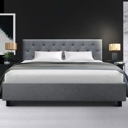 Artiss Vanke Bed Frame Fabric- Grey Queen