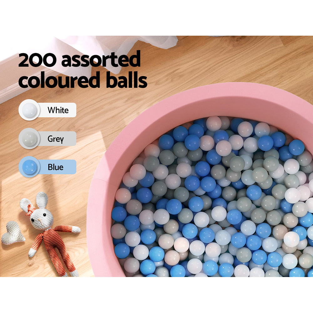 Keezi Ocean Foam Ball Pit with Balls Kids Play Pool Barrier Toys 90x30cm Pink