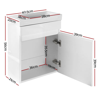 Cefito 400mm Bathroom Vanity Basin Cabinet Sink Storage Wall Hung Ceramic Basins Wall Mounted White