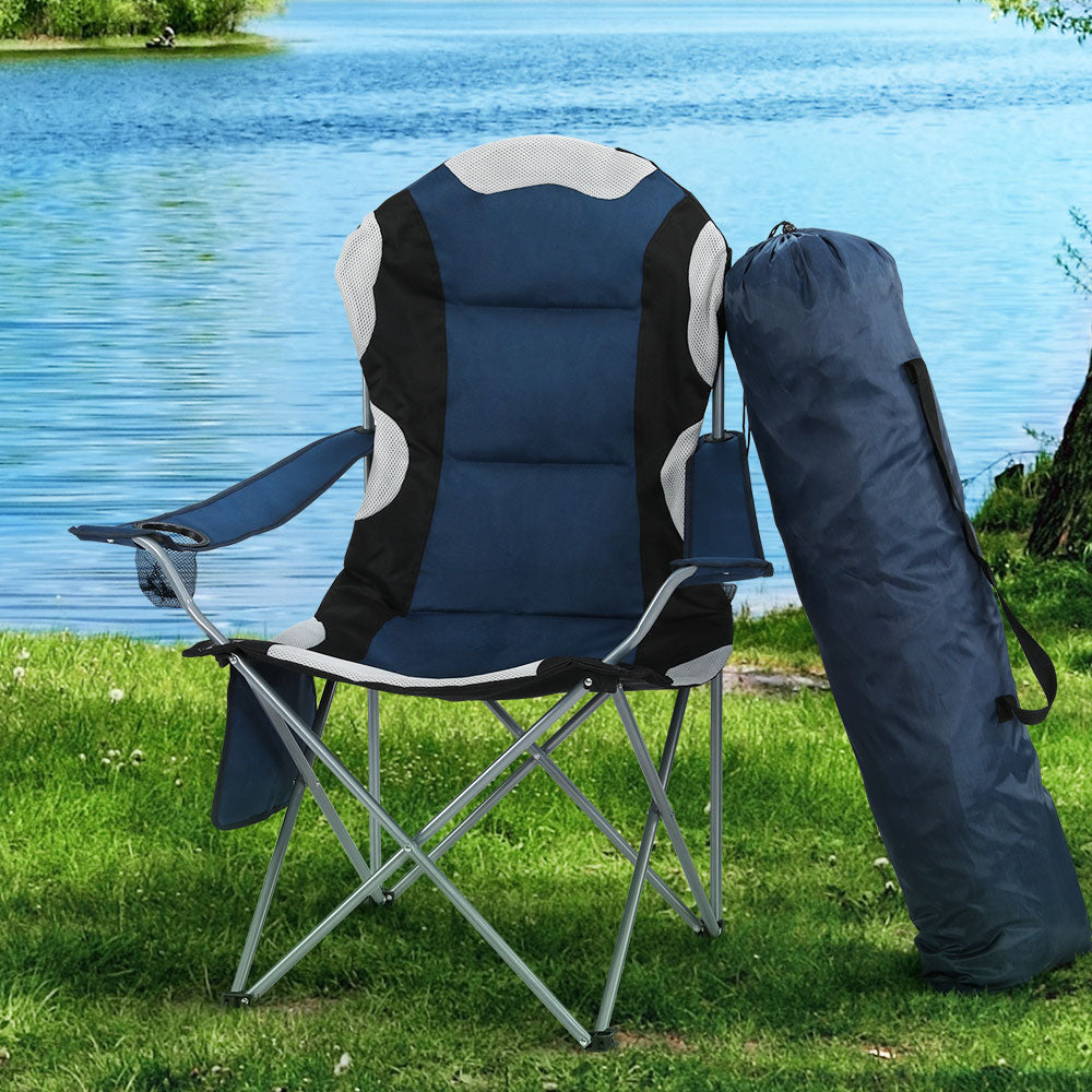 Weisshorn 2X Camping Chairs Folding Arm Chair Portable Camping Garden Fishing