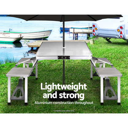 Weisshorn Camping Table Folding Aluminum Portable Outdoor Picnic 85CM
