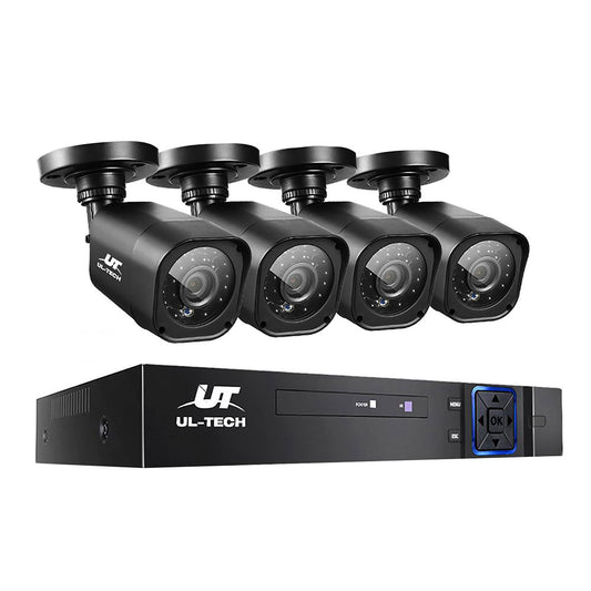 UL-TECH 4CH 5 IN 1 DVR CCTV Security System Video Recorder 4 Cameras 1080P HDMI Black