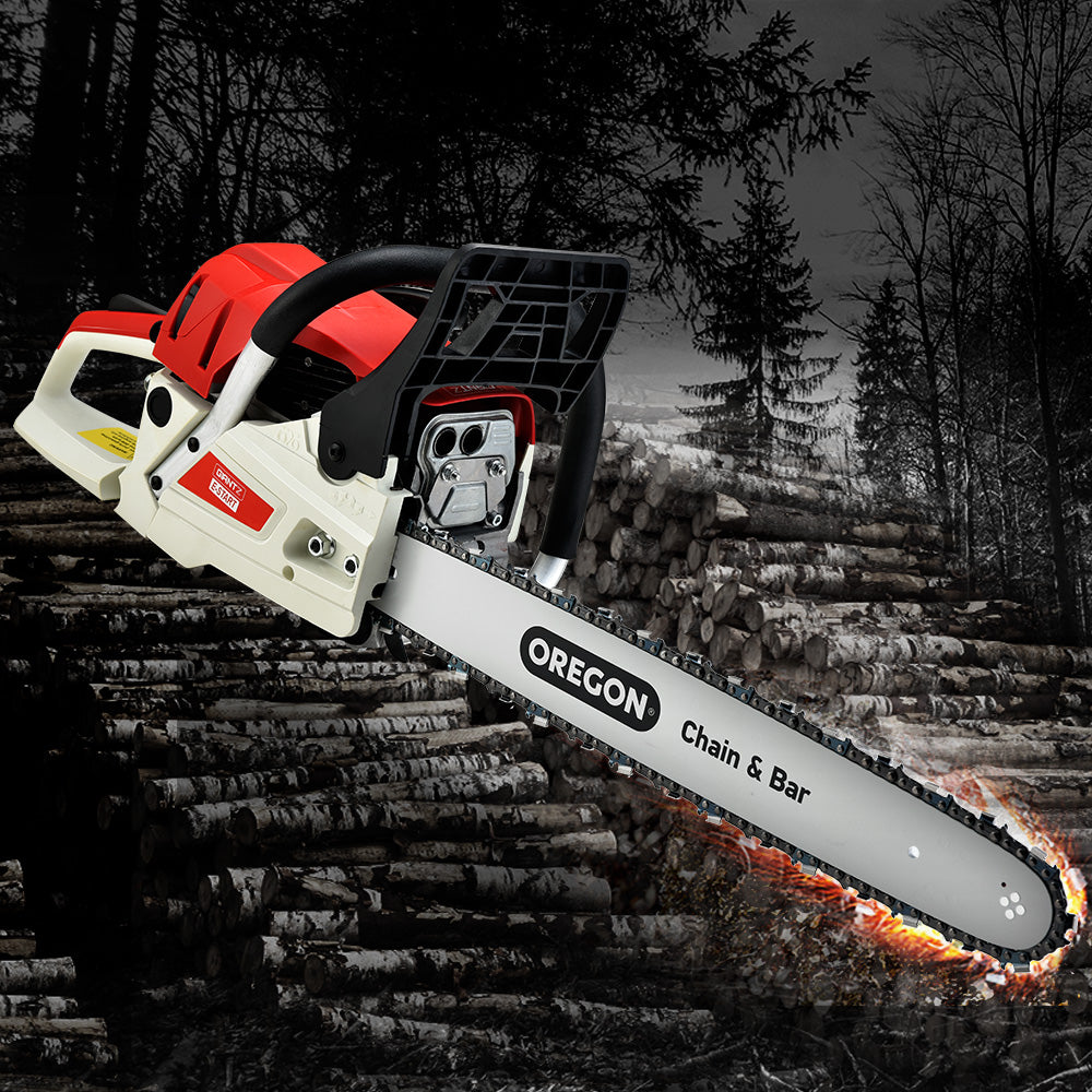 Giantz Petrol Chainsaw Commercial 52cc E-Start 20 Oregon Bar Pruning Chain Saw