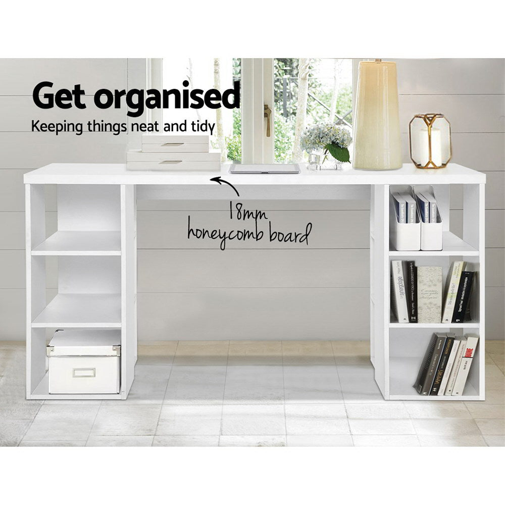 Artiss 3 Level Desk with Storage &amp; Bookshelf - White