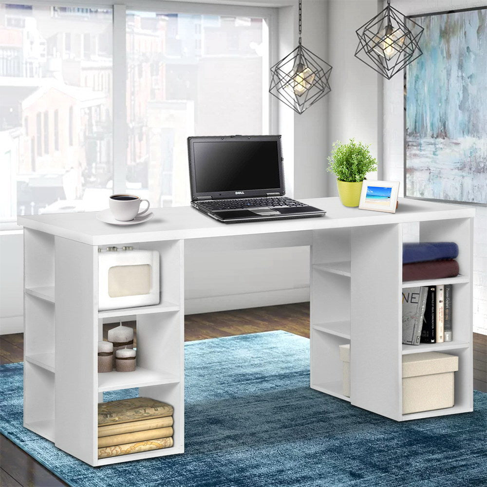 Artiss 3 Level Desk with Storage &amp; Bookshelf - White