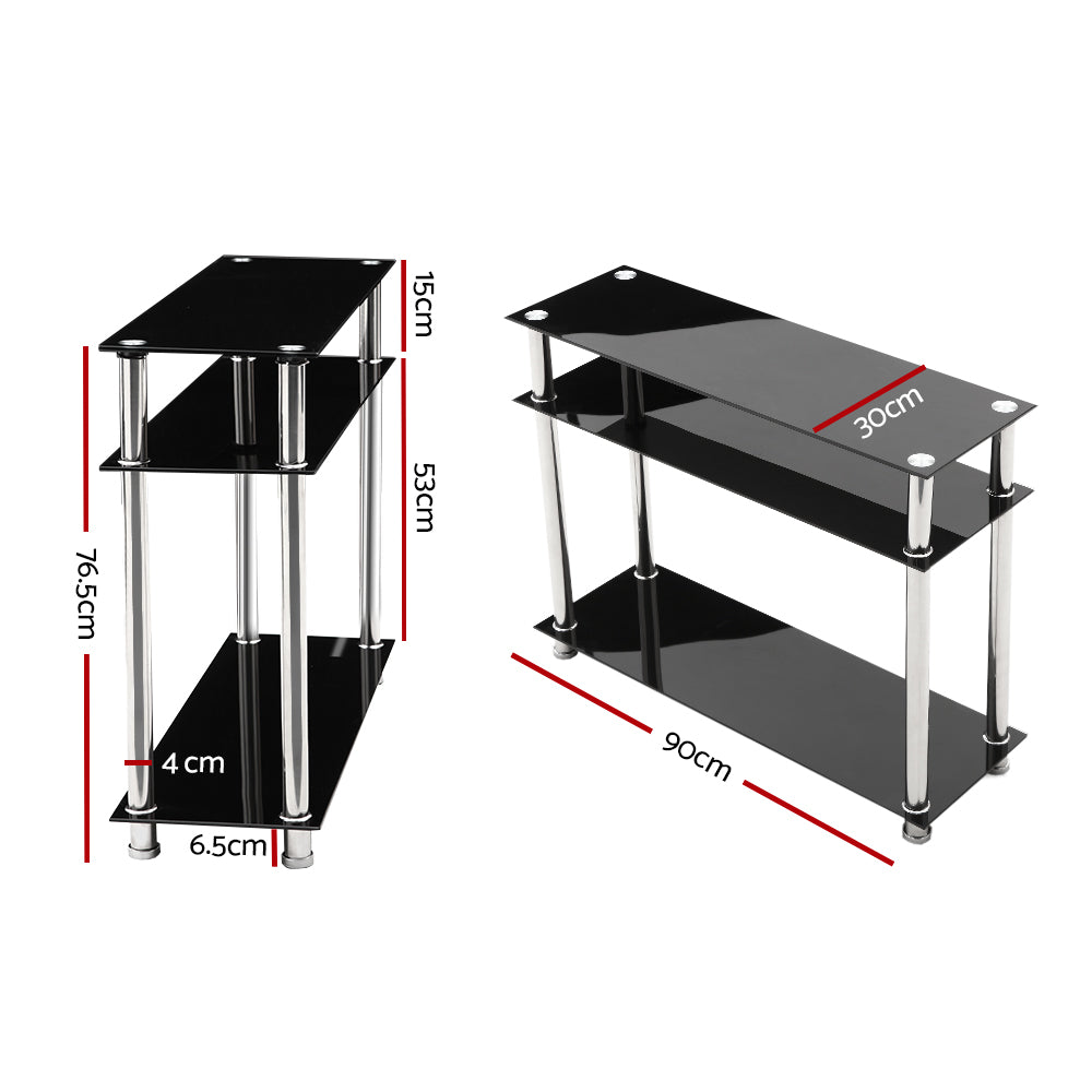 Artiss Entry Hall Console Table - Black &amp; Silver