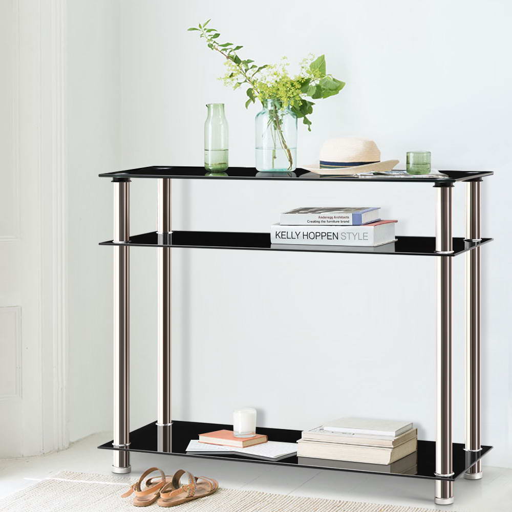 Artiss Entry Hall Console Table - Black &amp; Silver