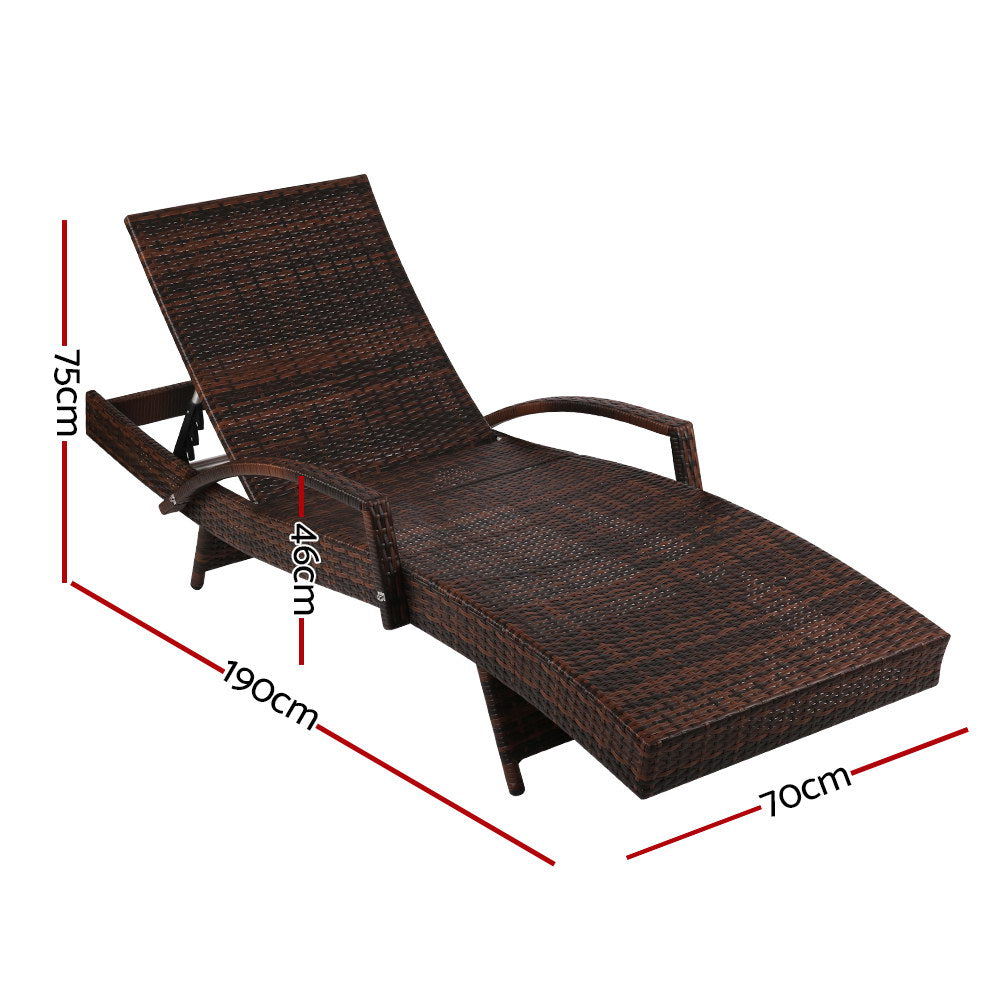 Gardeon Outdoor Sun Lounge - Brown