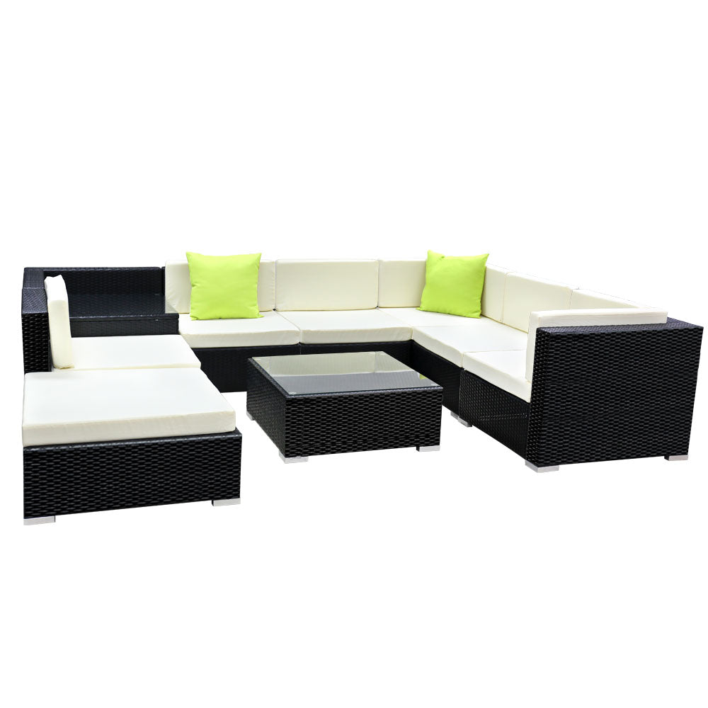 Gardeon 9PC Sofa Set with Storage Cover Outdoor Furniture Wicker
