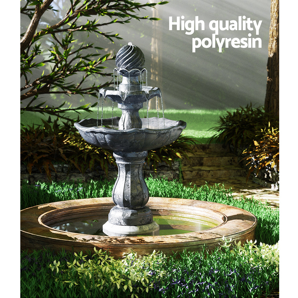 Gardeon 3 Tier Solar Powered Water Fountain - Black