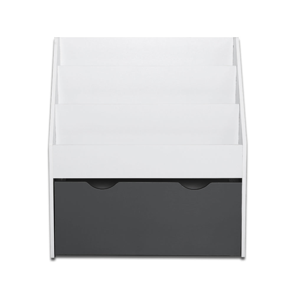 Keezi Kids Bookshelf Childrens Bookcase Organiser Storage Shelf Wooden White